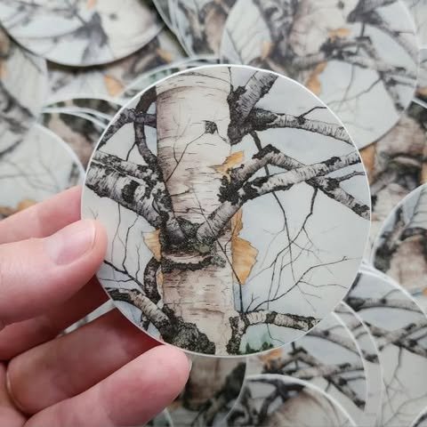 Round Birch Vinyl Sticker